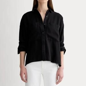 NWOT Everlane Oversized Boxy Button Front Shirt In Buttersoft Black Size XS